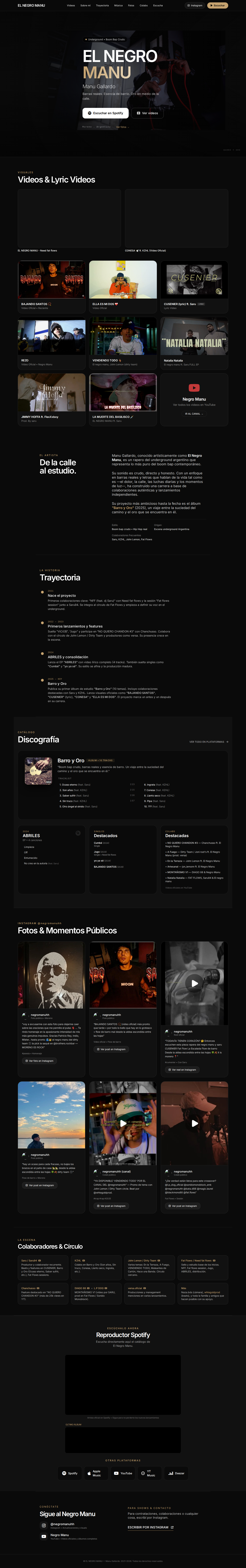 Web de El Negro Manu en versión escritorio