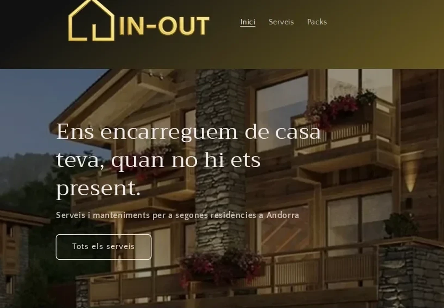 Web anterior de InOut sobre plantilla de Shopify, antes del rediseño de Seuweb